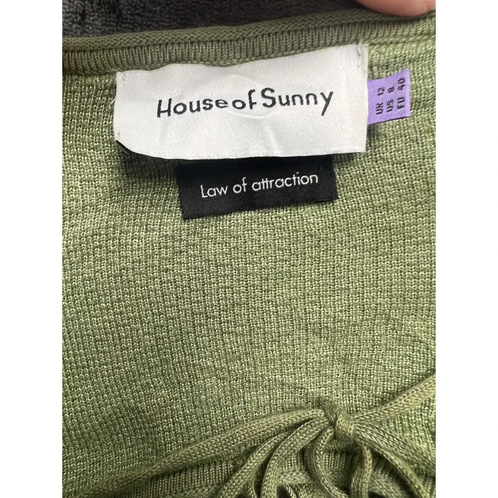 House of Sunny Law of Attraction Green Floral Jacquard Knit Midi Dress US 8 - Picture 12 of 14